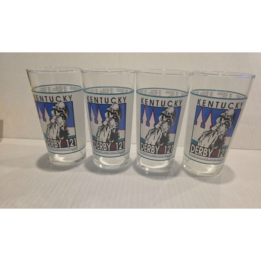 1995 Kentucky Derby 121 Souvenir Churchill Downs Mint Julep Glasses - Set of 4